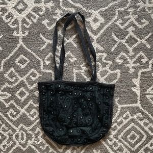 Bohemian small tote bag. Black with mirrors